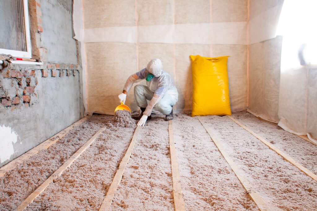 worker installing insulation
