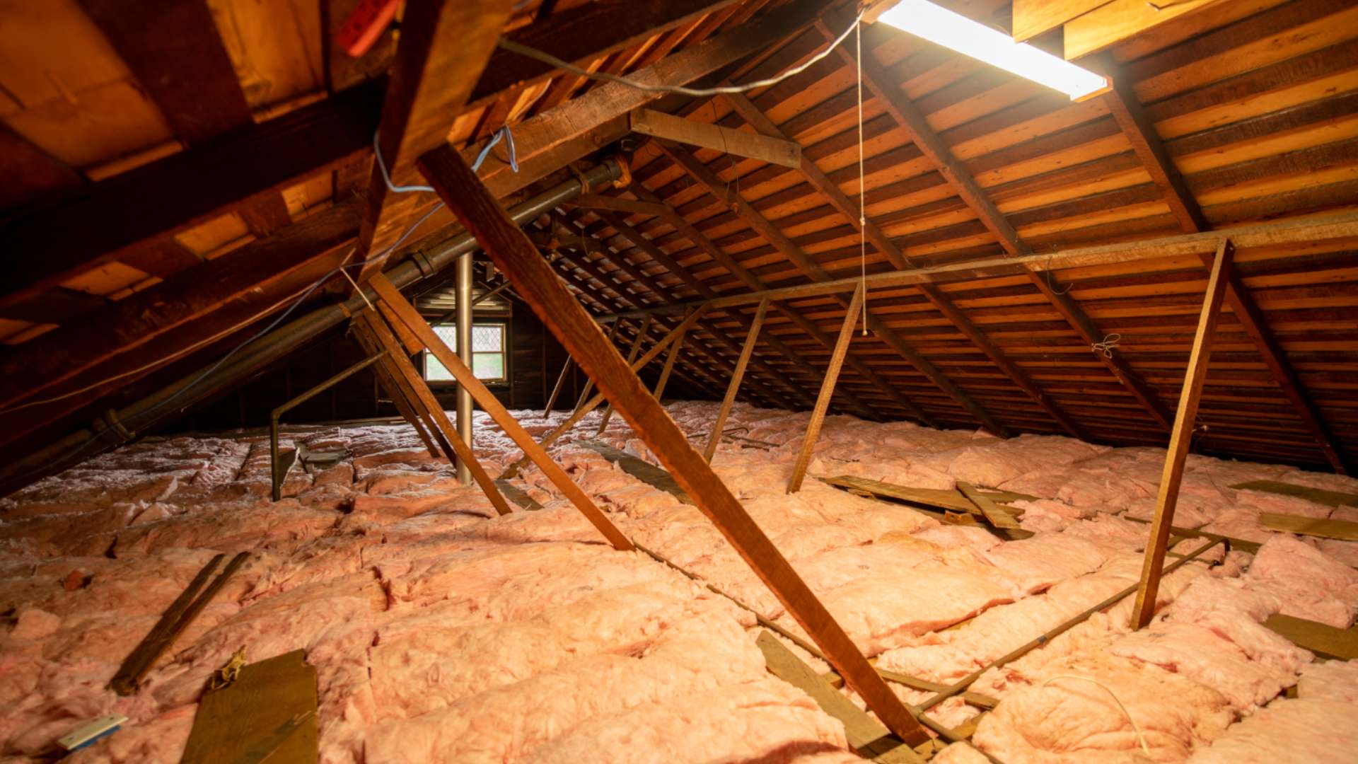attic insulation in a home attic